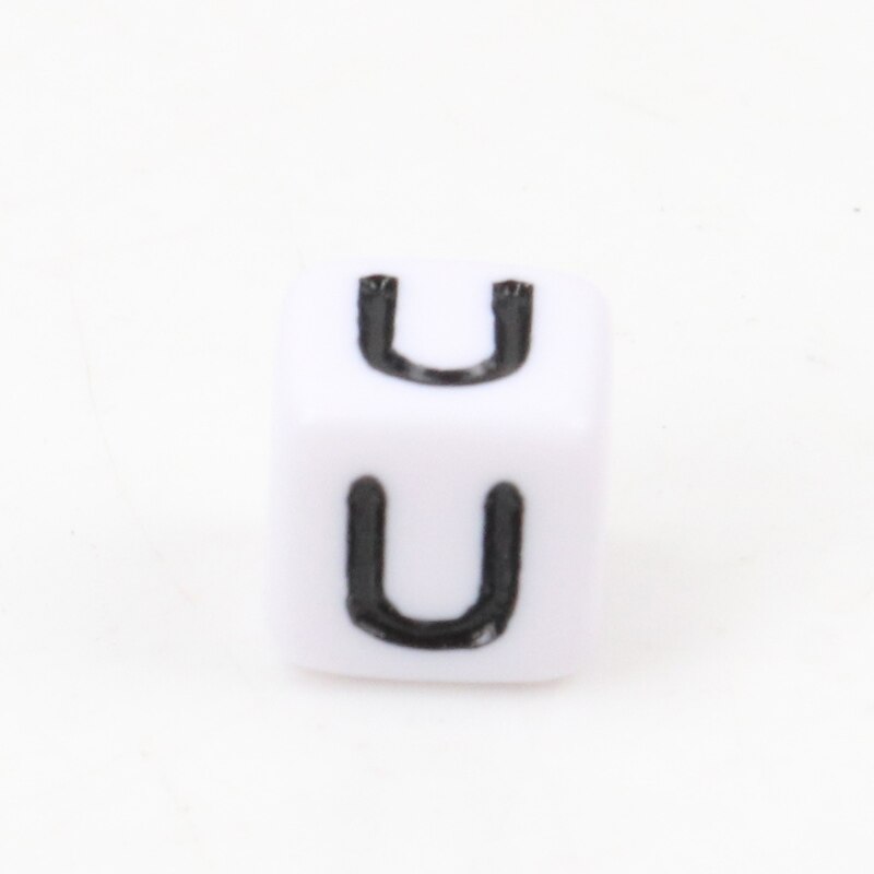 , cubo de alfabeto con letras blancas y negras, cuentas sueltas con letras acrílicas, apto para fabricación de joyas, 6mm, 100 Uds.