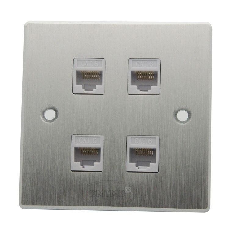 Aluminium muur plaat met 4 X RJ45 en ondersteuning... – Vicedeal