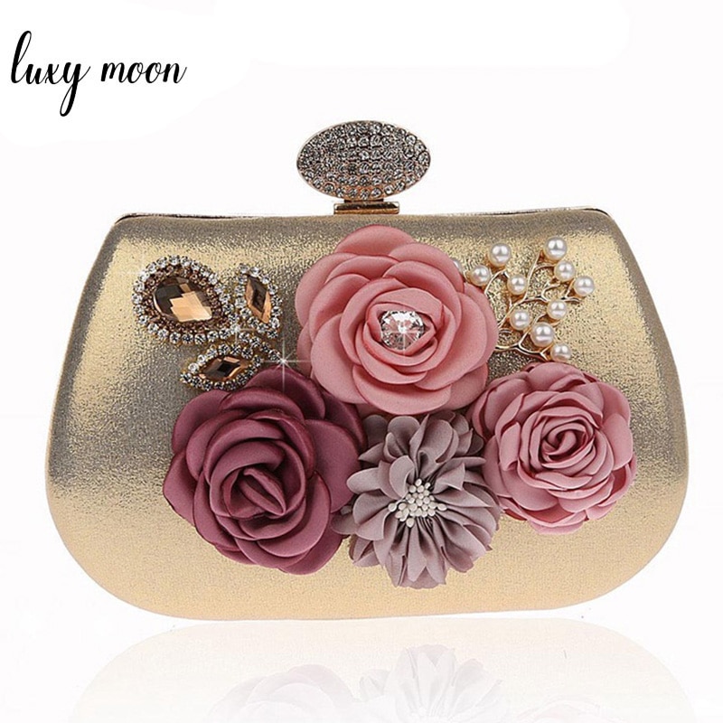 Sac à main bleu doré pour femmes | Pochette pour femmes à fleurs exquises, pochettes de soirée pour Banquet de mariage, sacs à main ZD1068