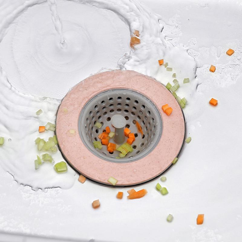 Filtro de cocina baño ducha drenaje cubierta de sumidero de fregadero Filtro de desagüe para pelo silicona trigo paja colador limpieza herramientas