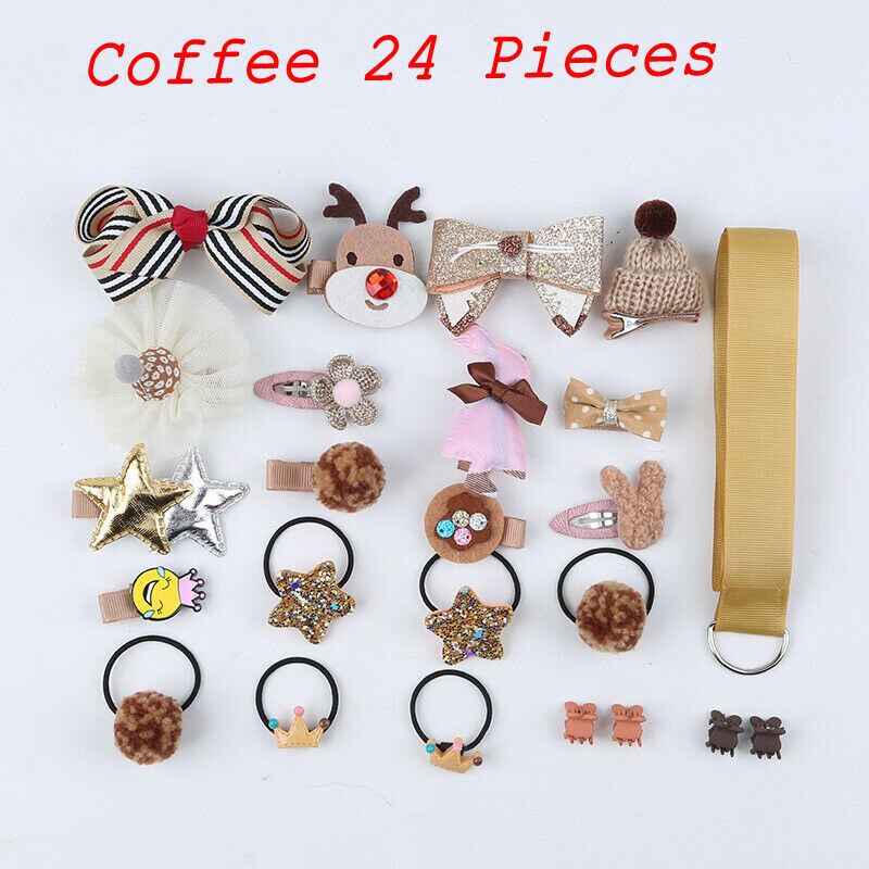 Baby Accessories Kids Girls Hair set Hair Clips Barrette Hairpin 24-piece Set Hair Accessory Box Bowknot: 2