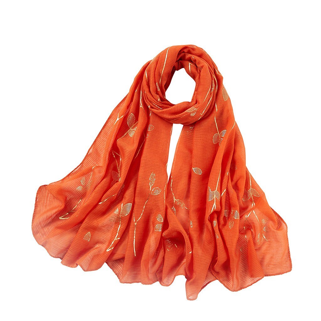 Vrouwen Chiffon Hoofddoek Bloemenprint Hoofd Slijtage Hijab Lange Sjaal Moslim Sjaal Islamitische Hijaabs Arabische Wrap Hoofd Sjaals: Orange 