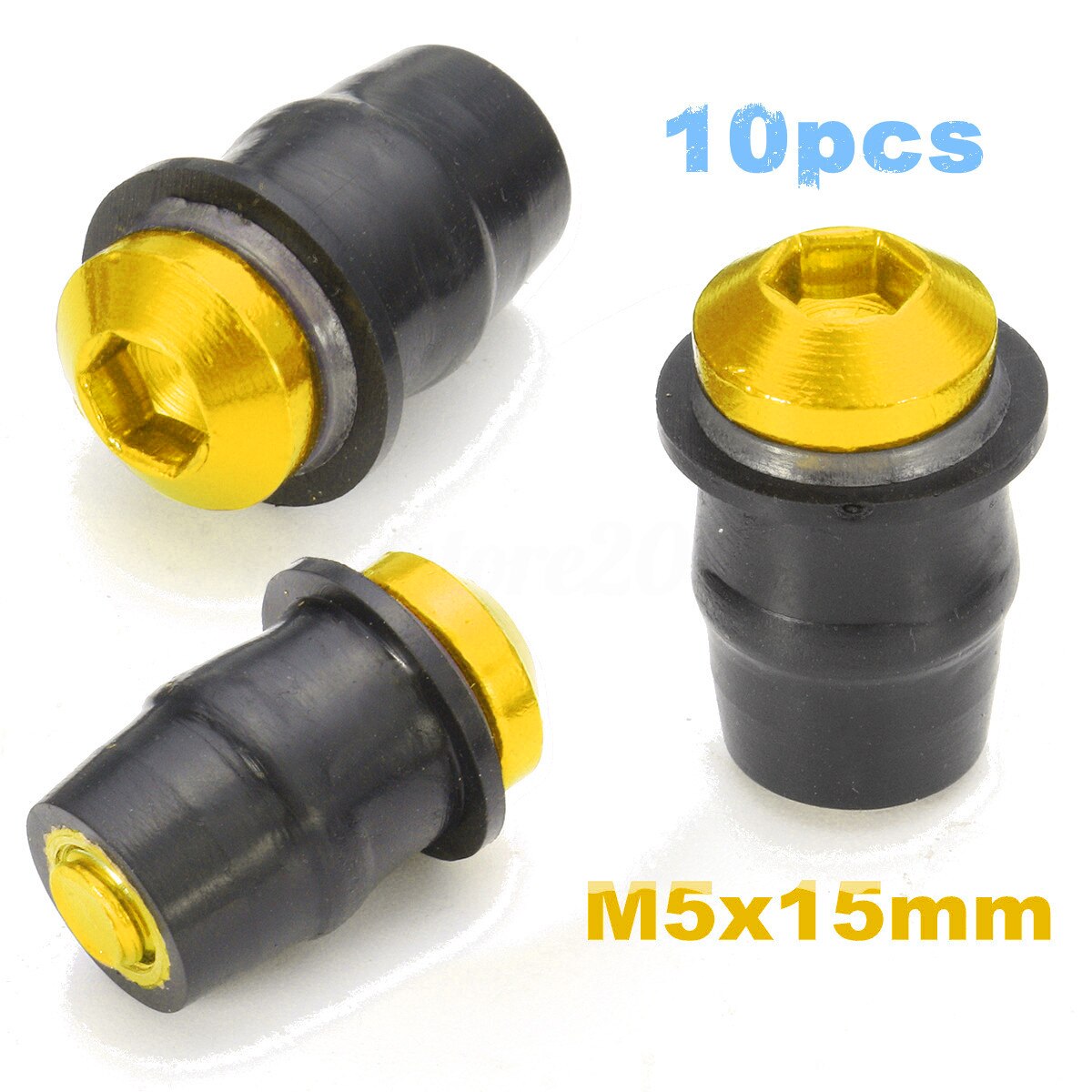10 stuks motorfiets schroeven bouten voorruit moer rubber fiets voorruit kit set  m5 x 15mm kuip montage auto's: Goud