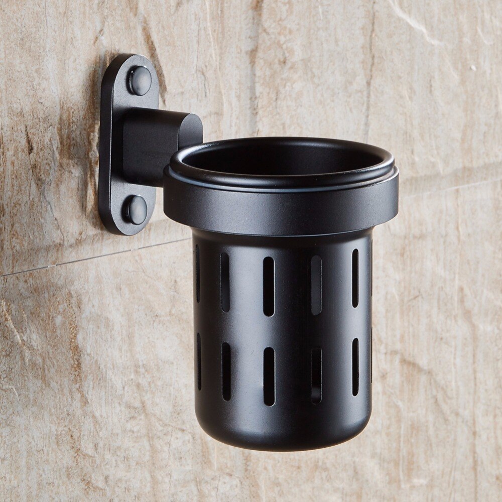 Badkamer Accessoires Wandmontage Zwarte Ruimte Aluminium Badkamer Wc Borstel Houder