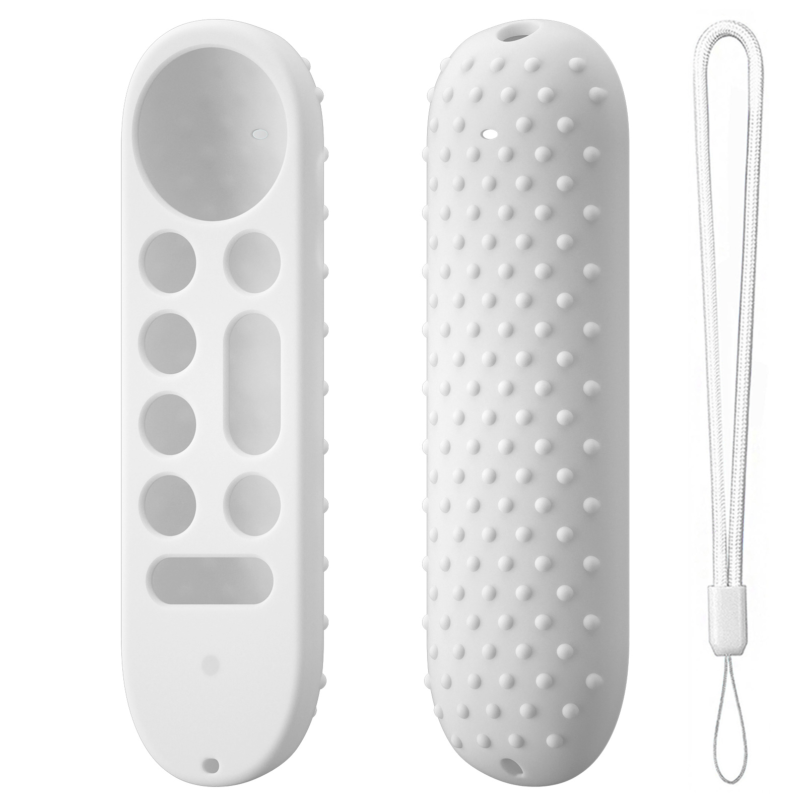 Silikonowe etui ochronne ze smyczą do Google TV Streamer 4K 2024 Voice Remote Control Anti-Slipping Protection Cover Shell: WHITE