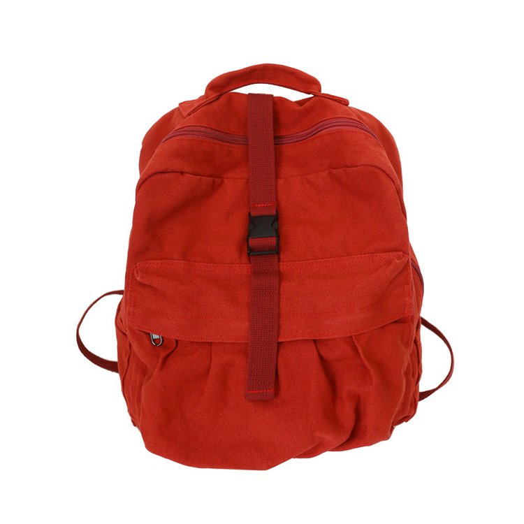 Vintage Casual Backpack Women Travel Bag High Capacity Solid Color Women's Backpack Student Zipper School Bag: red