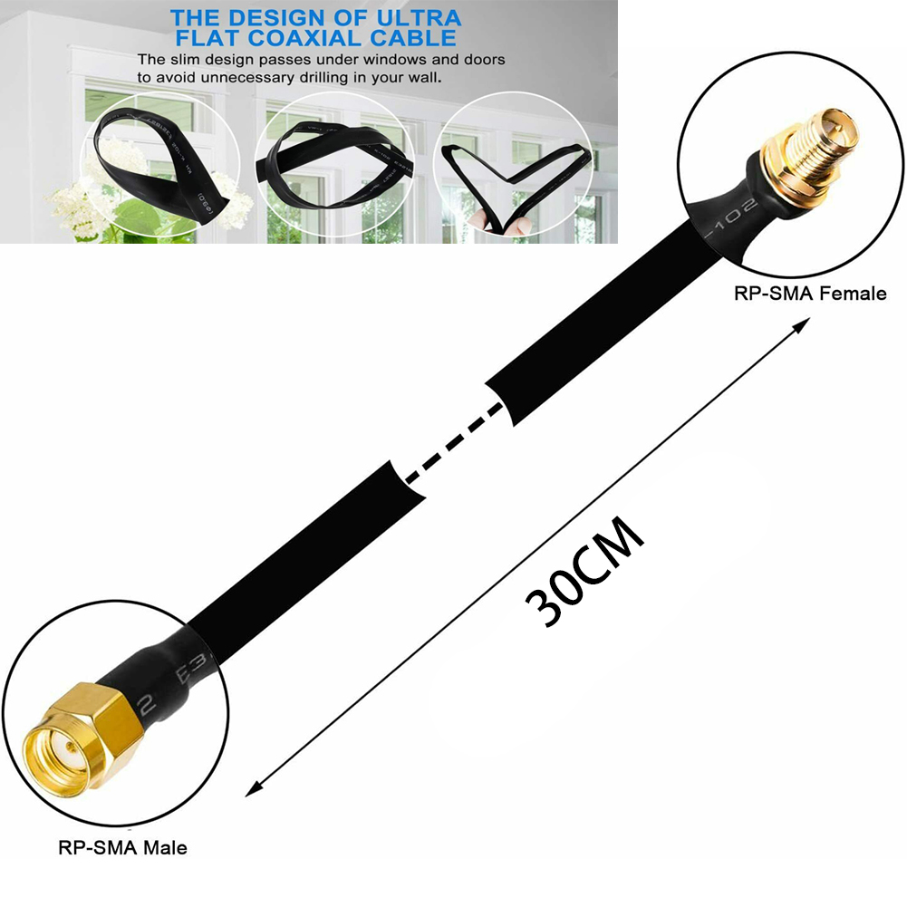 Cable de extensión RP-SMA helio de pérdida Ultra baja, 60/30cm, Cable coaxial plano, Coleta, 0-6 GHz, HNT Miner, minero, antena exterior
