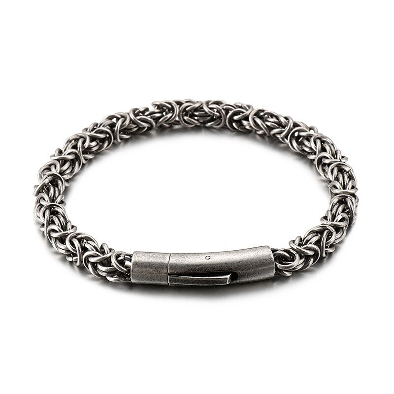 Mode Mannen Punk Retro Kleur Zwart Rvs Weave Grijpende Box Ketting Armband Sieraden: Silver