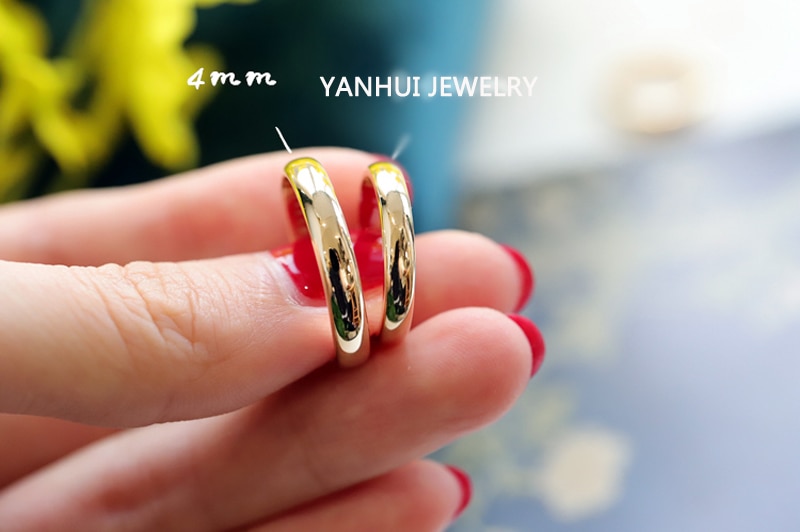4mm enkla ringar 18k #39 för män och kvinnor exklusiva #39 för par (gratis skickat örhänge)