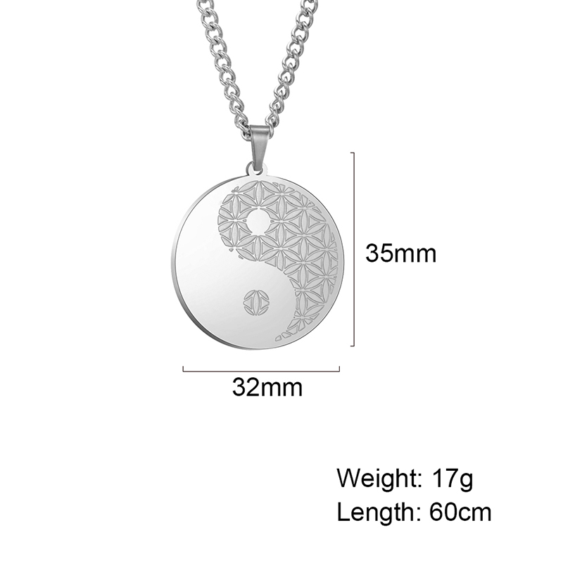 Dreamtimes Yin Yang Tai Chi Ketting Rvs Classic Mannen Leven Boom Ronde Sieraden Kerstcadeau