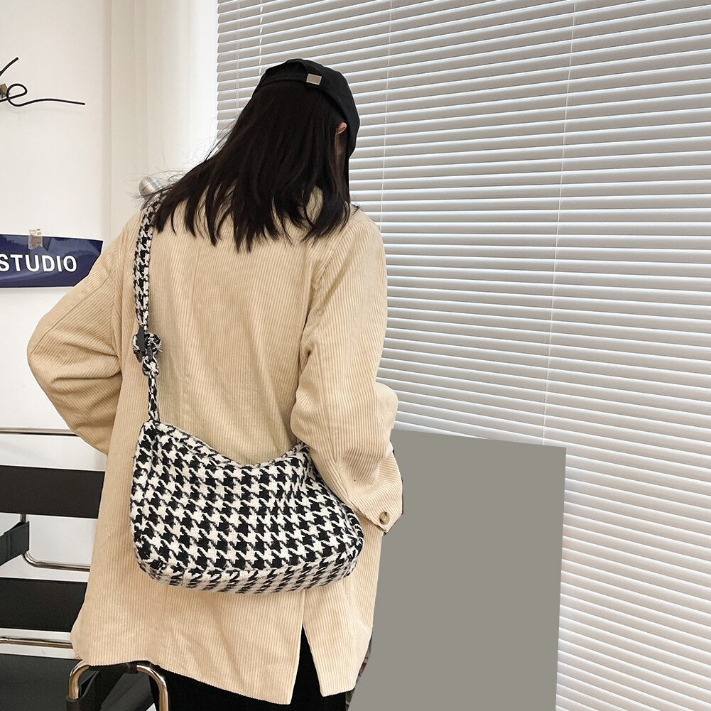 Simplesmente peito saco na moda xadrez topo-alça de viagem lona houndstooth ombro pequenas bolsas para mulher 2020
