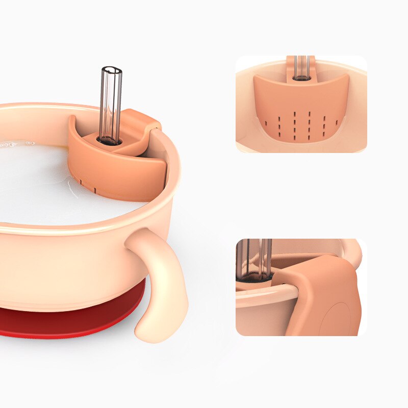 Assiette 3 en 1 pour bébé, bol de collation pour bébé avec paille, bol à ventouse supplémentaire, ensemble de vaisselle pour enfants en bas âge