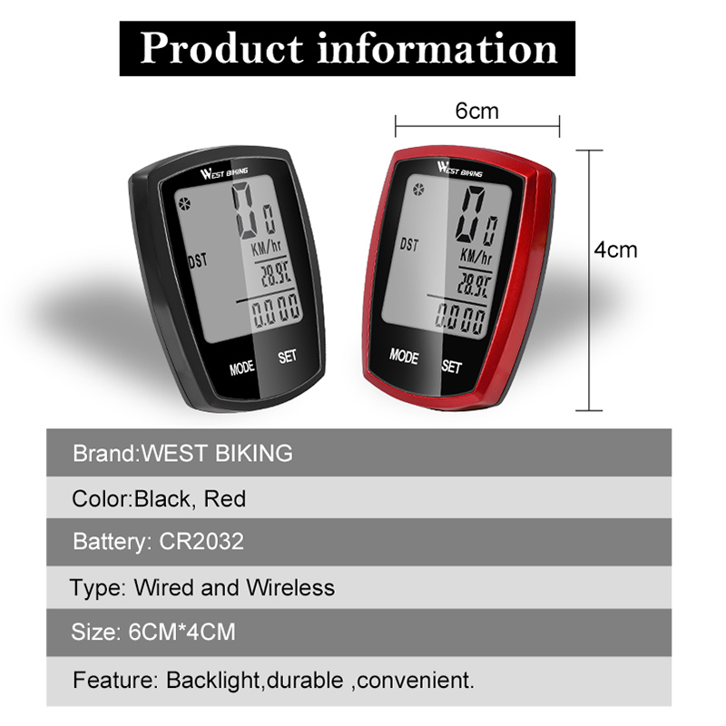 West Biking Bicycle Computer Cycle Bike Computer Wireless Speedometer for Bicycle Cyclocomputer Bycicle Speedometr Fiets Cycling