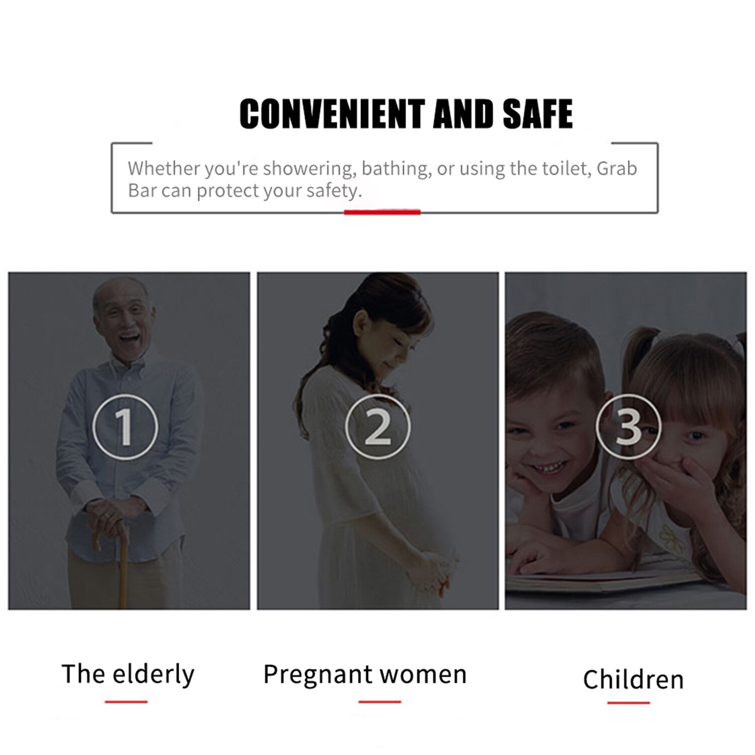 Bathroom Grab Bar Toilet Shower Bathtub Handicap Support Balance Grab Bar Stainless Steel Non-slip Rubber Safety Rail Towel Rack