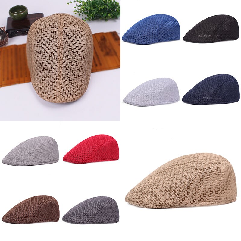 Novedad de , gorras tipo boina de verano informales a la para hombres, gorras con visera de malla, boinas de rejilla, sombreros, gorro transpirable ajustable