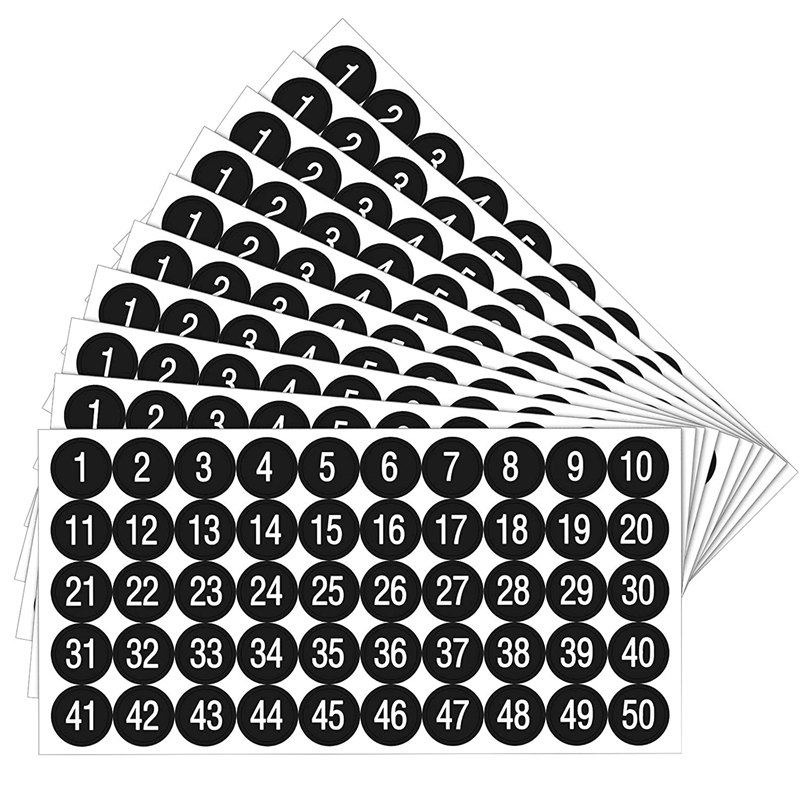 20Pcs 1 To 50 Number Stickers Consecutive Number Stickers 1Inch Self-Adhesive Decal For Inventory Storage Classification: Default Title