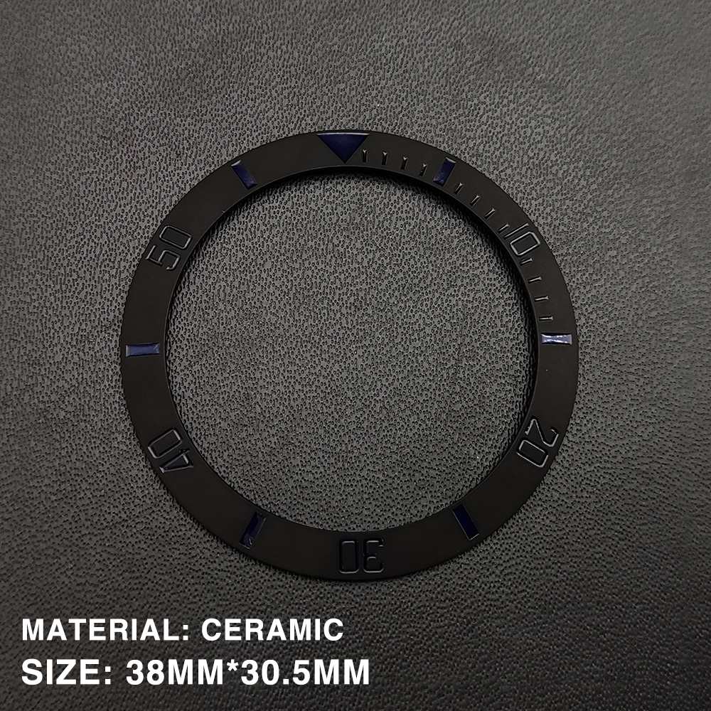 Modification d'horloge, lunette de 38mm, noir mat, anneau d'insertion en céramique de , diamètre intérieur 30.5, convient aux accessoires de montre pour hommes de 40mm