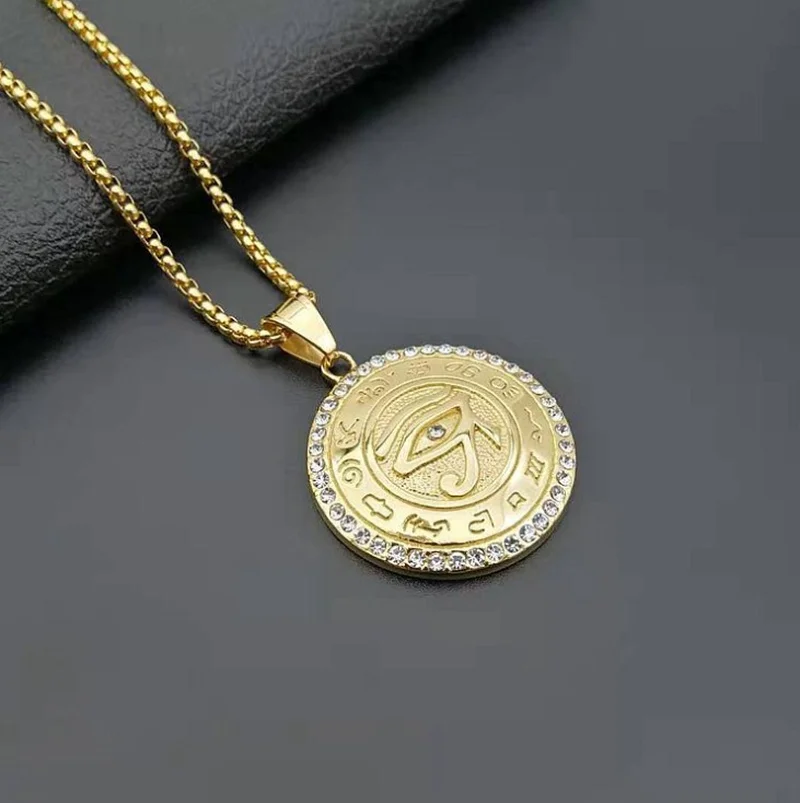 Colgante Vintage de ojo de sol de Dios, collar de ojo que todo lo ve, joyería de amuleto religioso para hombres y mujeres