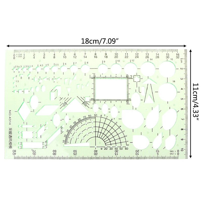 Rectángulo de forma circular geométrica herramienta de dibujo plantilla regla estudiante papelería Q1JC
