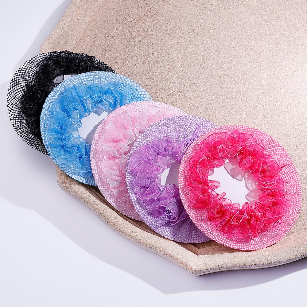 8.5cm Cute Flower Girls 2-5Pcs Bun Hair Nets Adjustable Kids 5 Colors Ballet Dance Examination Elastic Hair-net Styling Braider