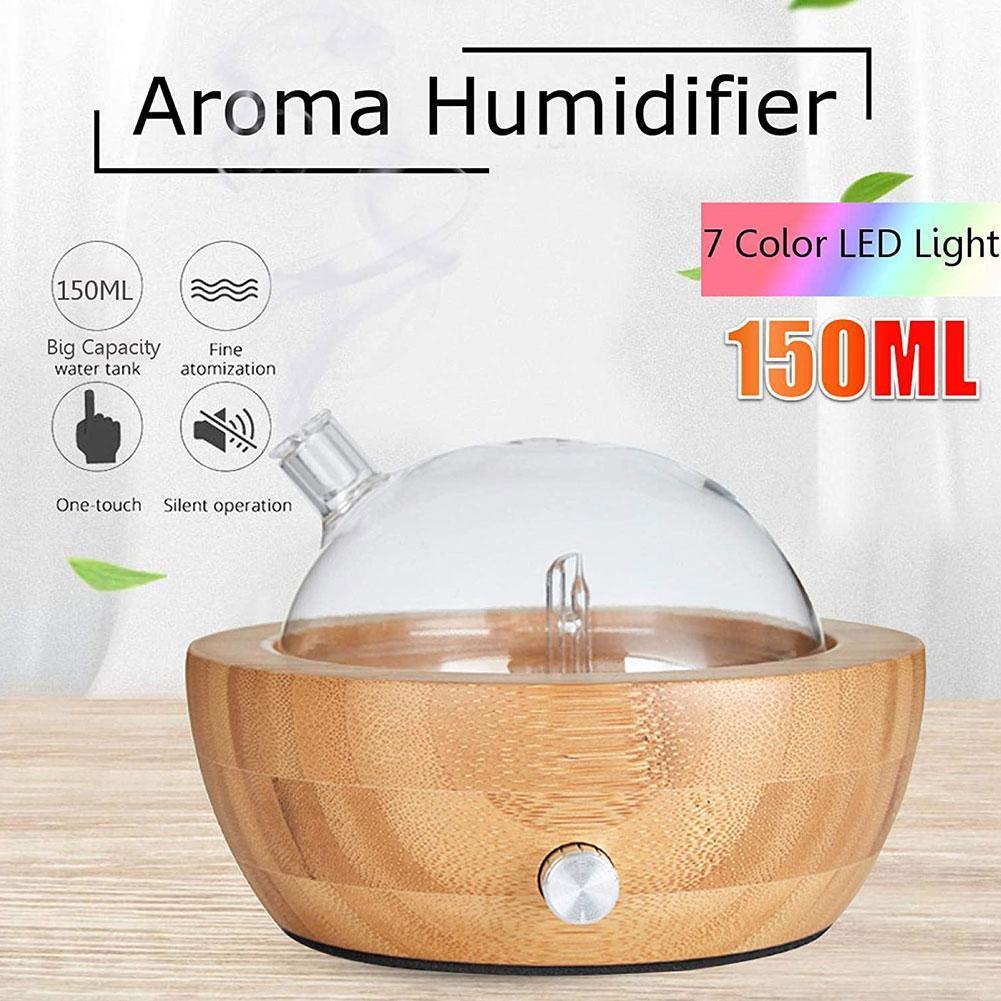 Difusor de aceite esencial nebulizante sin agua para el mejor de oficina, vidrio de colores Led para el hogar, aromaterapia, madera de haya, 25Ml, L0F0