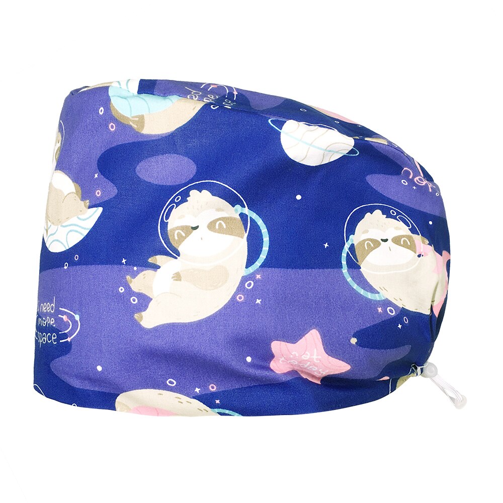 Scrubmuts voor huisdieren, verstelbare elastische gesp, werkmutsen voor voedingsdeskundigen, zweetabsorberend, cartoonprint, veelkleurige scrubmuts: 82024