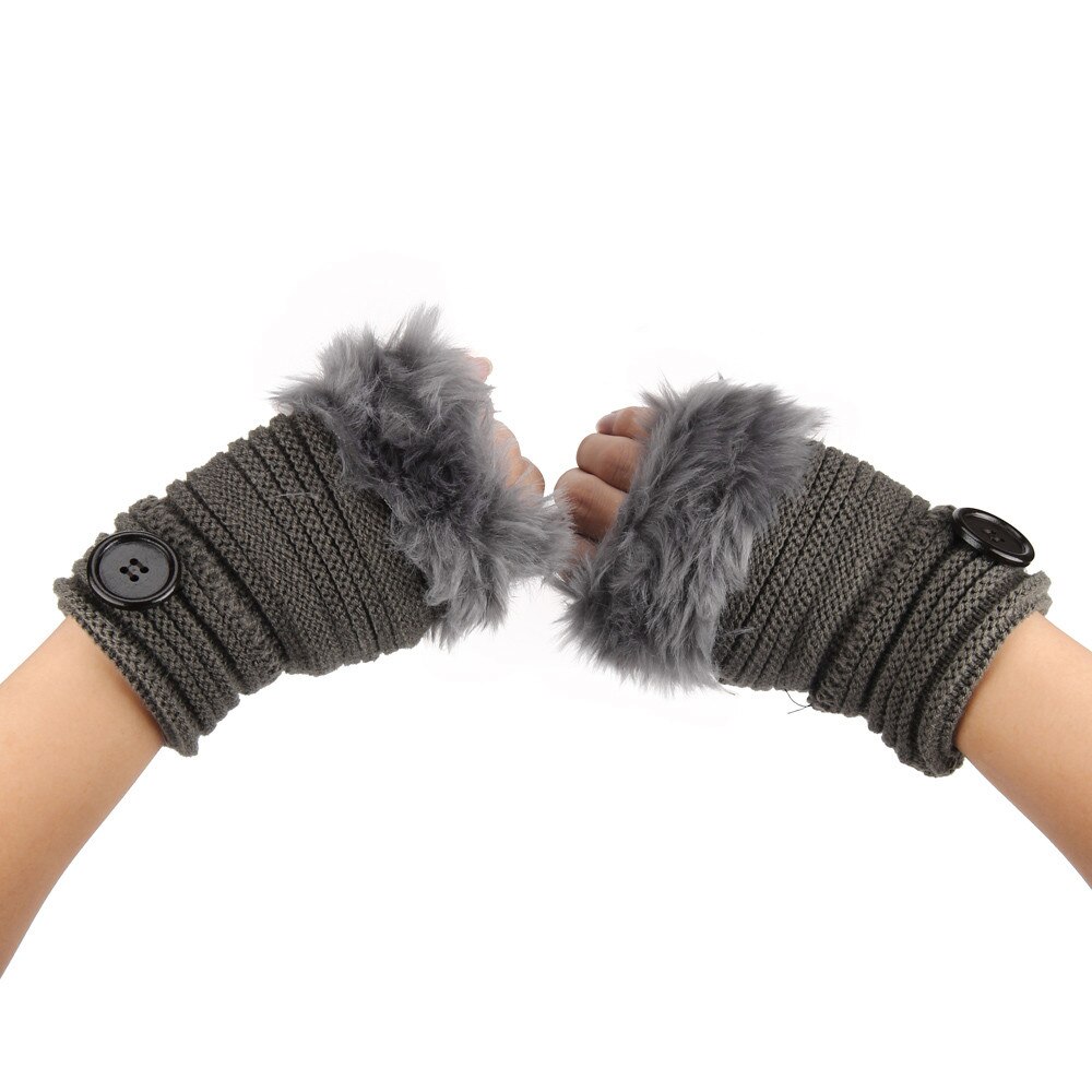 Top Selling In Vrouwen Warm Winter Faux Konijnenbont Pols Vingerloze Handschoenen Wanten Dgy Ondersteuning En