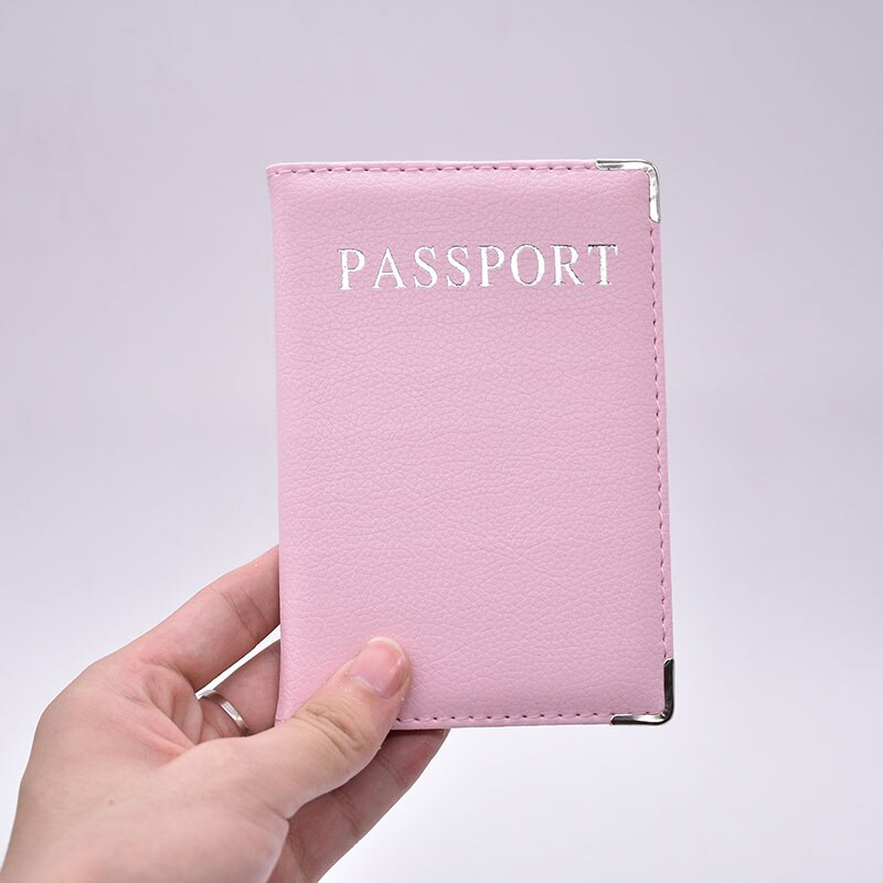 Traveling Passport Cover Pink Women Solid Pu Leather Passport Holder Multifunctioncal Go Abroad Passport Case
