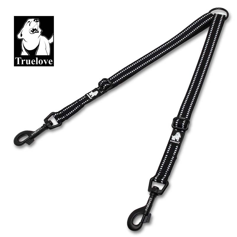 Truelove Reflecterende Verstelbare Dubbele Hondenriem Voor Twee Honden Wirwar Gratis Dubbele Hond Coupler Voor Wandelen En Training Twee Honden: black / S 33-50cm Length