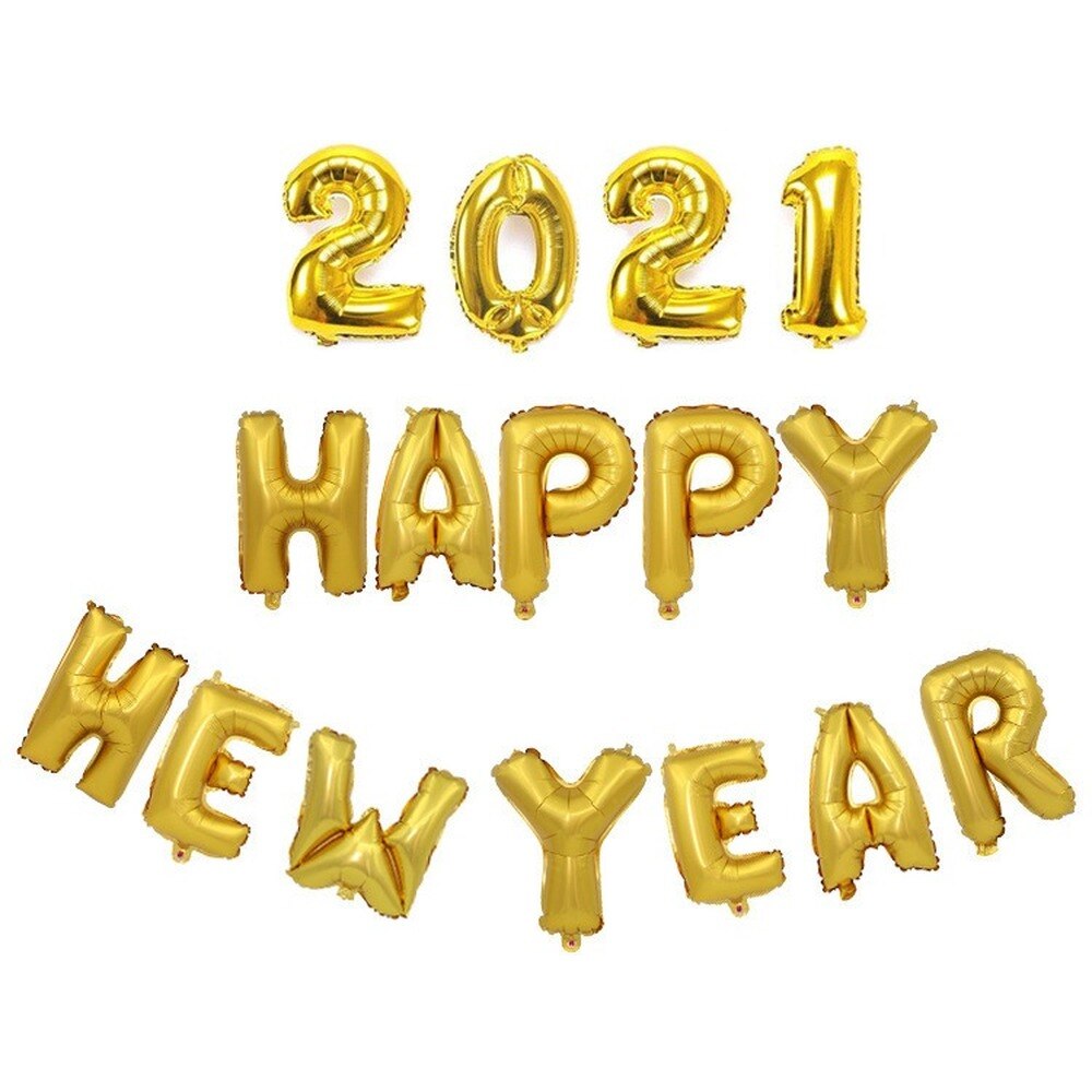 Balloons Rose Gold Silver Number Foil Baloons Happy Year Letter Foil Balloon DIY for Xmas Christmas Party Decoration