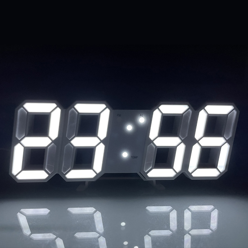 Digital Clock USB Desk Electronic Alarm Clocks Wall Mounted Intelligent Luminous with Date and Temperature Clock: white light
