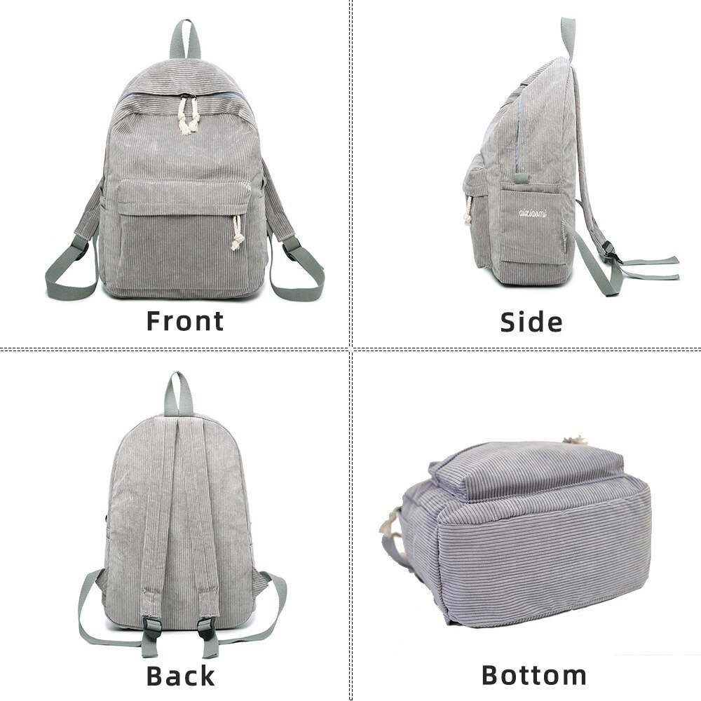 Plecak dla kobiet miękka tkanina sztruksowa konstrukcja o dużej pojemności szkolna torba dla nastolatki dziewczęta styl preppy w paski plecak worek