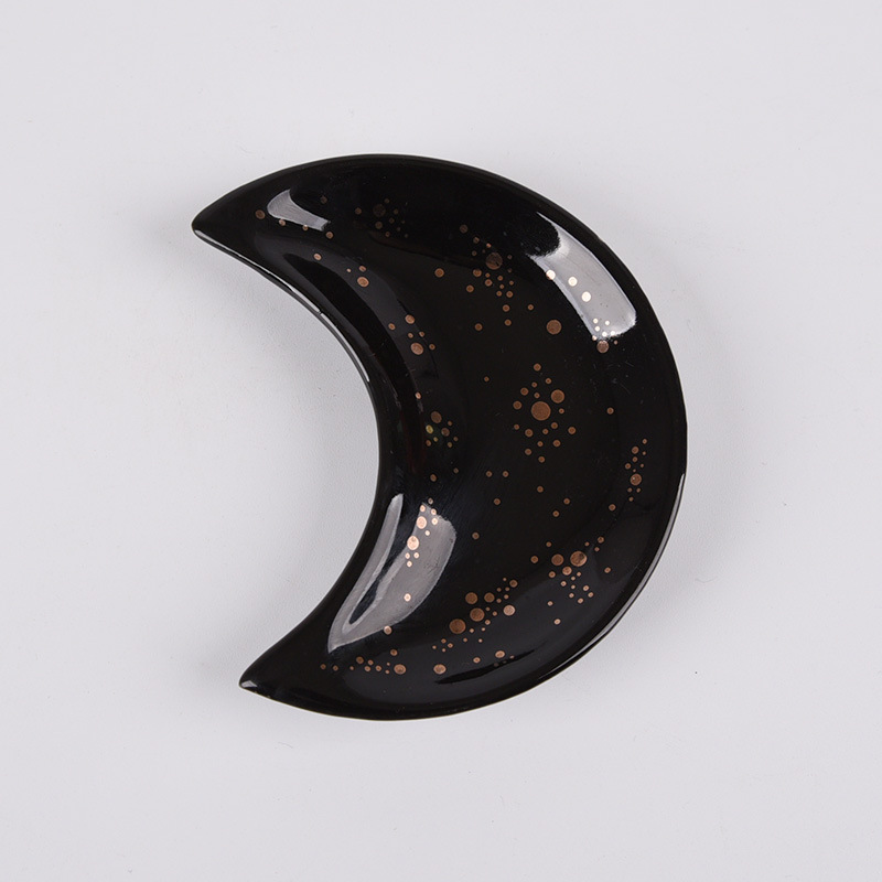 Ceramic Moon Shape Small Jewelry Dish Earrings Necklace Ring Storage Plates Fruit Dessert Display Bowl Decoration Tray: Style E