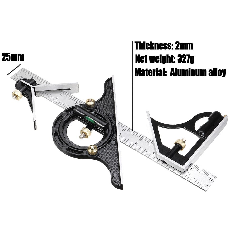 3 In 1 Square Angle Ruler Set High Precision Protractor Measuring Tools Combination Square DIY Angle Spirit Level 300mm
