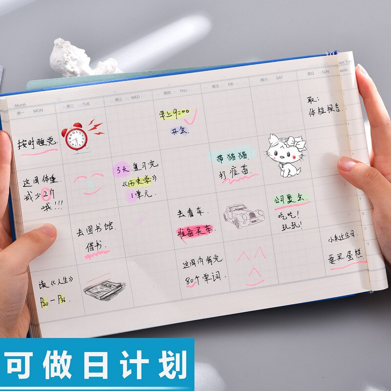 School Office Daily Weekly Monthly Planner Notebook Soft Leather Agenda Schedule Diary Journal Notepad