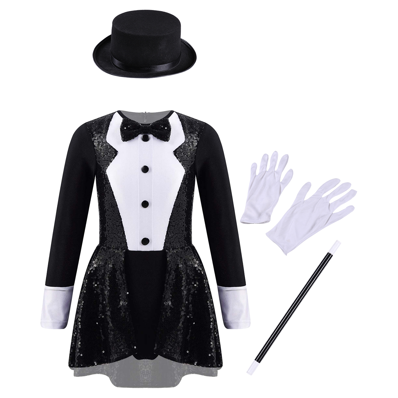 Disfraz de circo para niñas, disfraz de mago, conjunto de ropa de baile para temática de actuación de Halloween: S / Beige