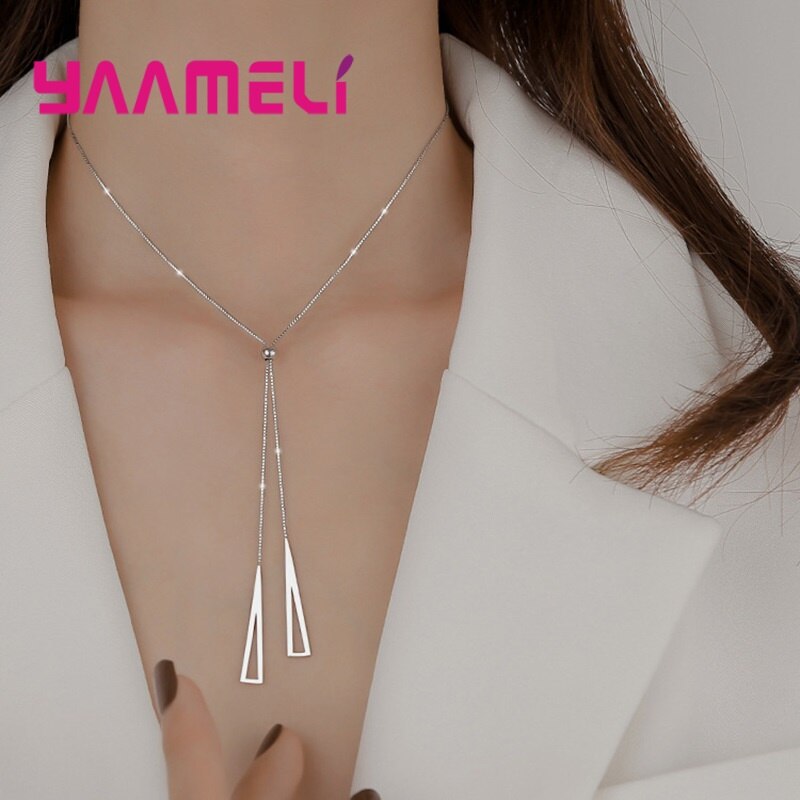 Collar sencillo y auténtico de Plata de Ley 925 para mujer, Gargantilla geométrica a la para de compromiso y boda
