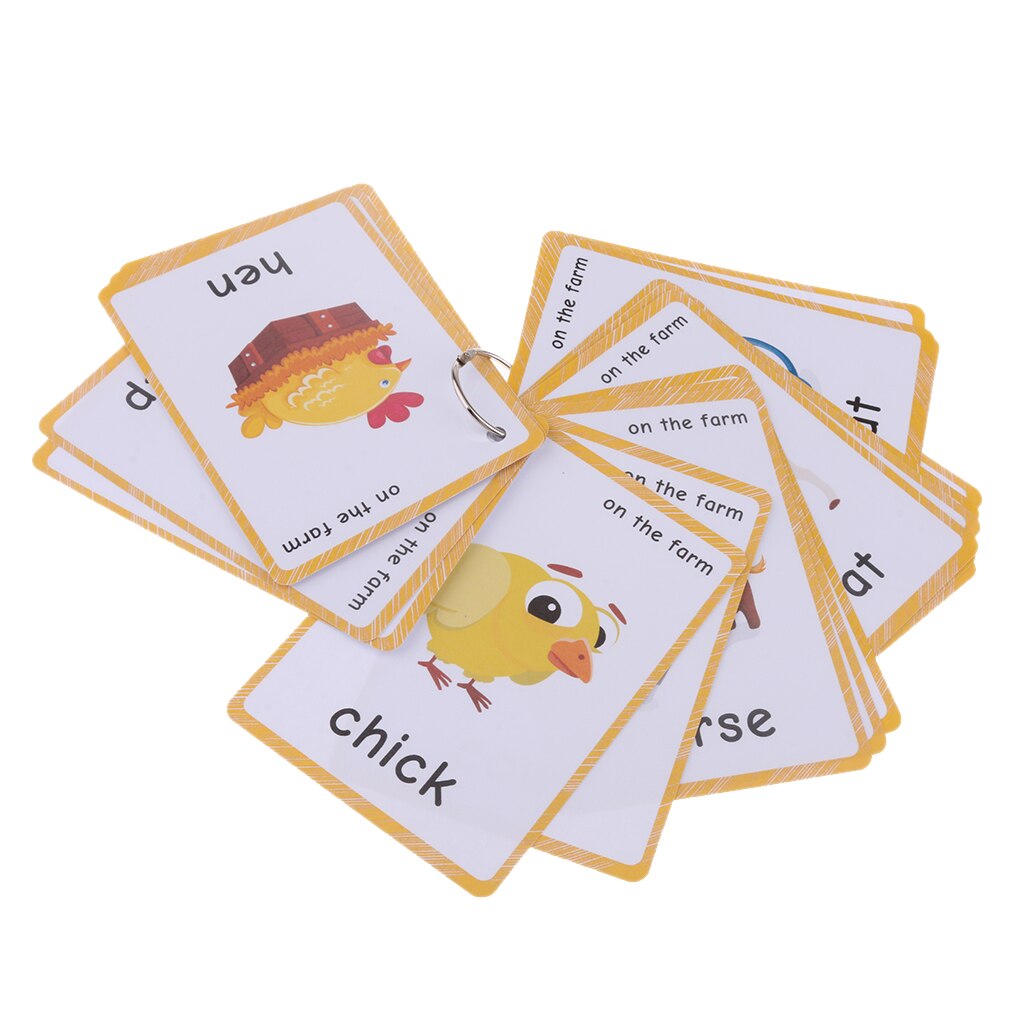 Flashcards With Ring Storing Adorable Illustrations Sight Word Flash Cards: On the Farm - 20 Pi