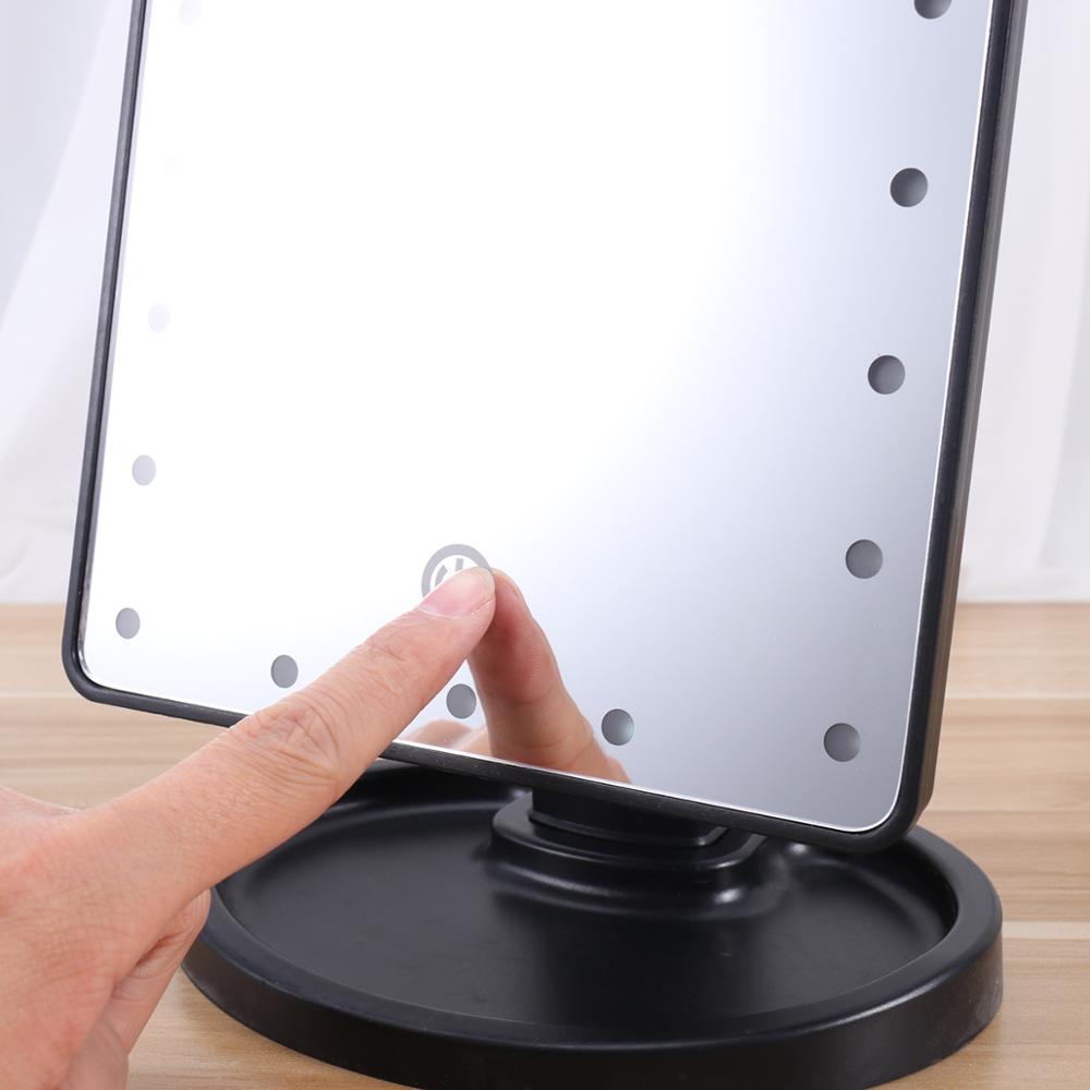 Led touch screen oplyst makeup spejl med led lys touch screen dæmpbart 180 grader justerbart bordspejl