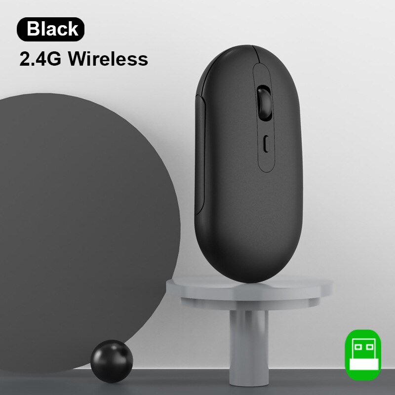 Dual Model 2.4G Bluetooth Silent Wireless Mouse Rechargeable Gaming Wireless Ergonomic Magic Mouse For PC Gamer Computer Laptop: 2.4G Black