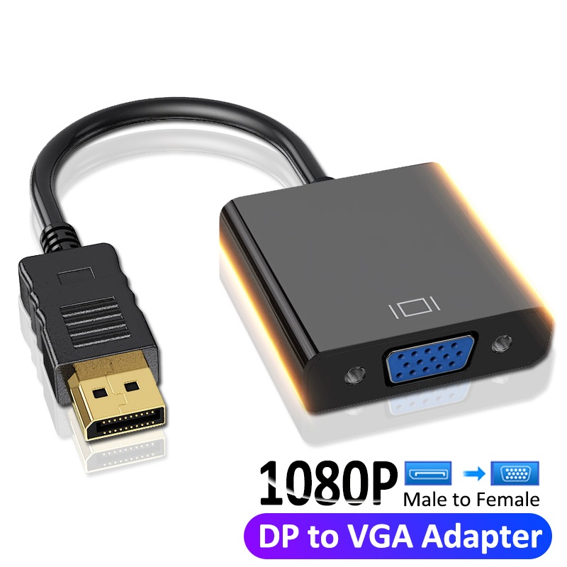DisplayPort to VGA Adapter 1080p DP Male to VGA Female Converter Cable For Projector TV Computer Laptop PC