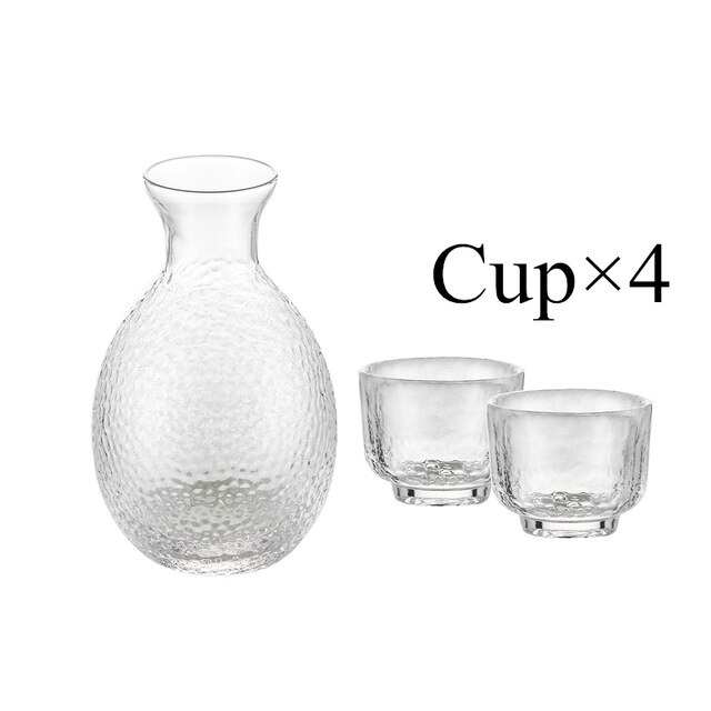 Japansk sake sæt hammermønster glas guldkantet kop vin varmere koreansk soju kop tequila pot whisky kop indenlandske vin sæt: 1 gryde 4 kop