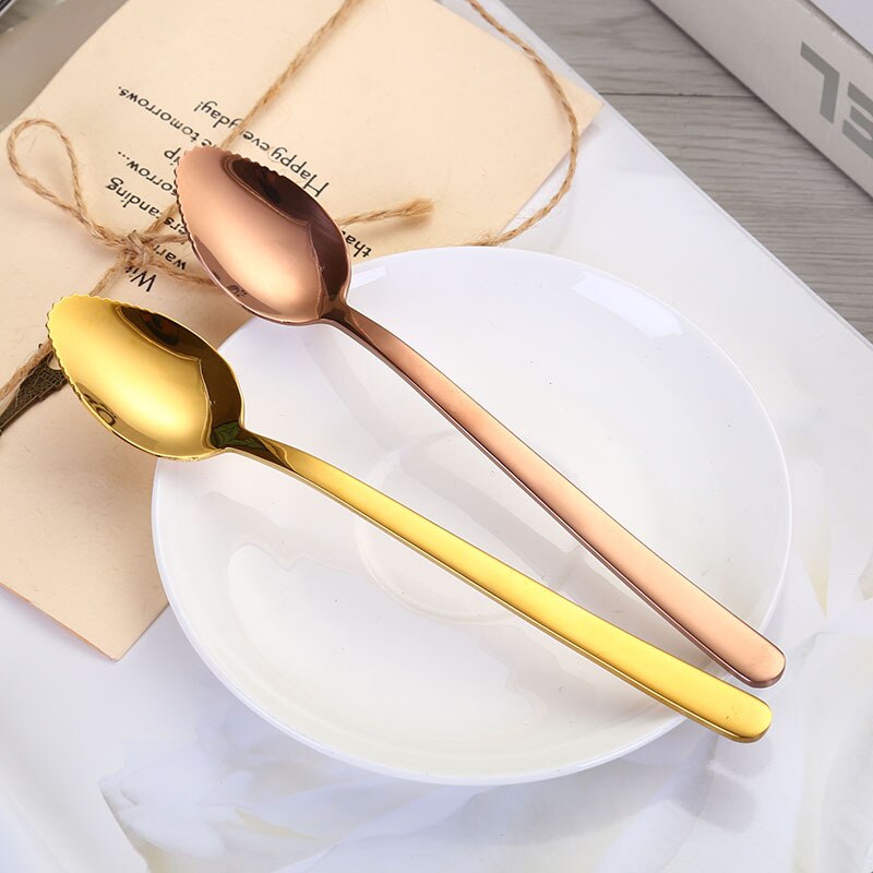 Stainless steel fruit puree spoon baby food supplement scraping mud spoon kids spoon mini spoon