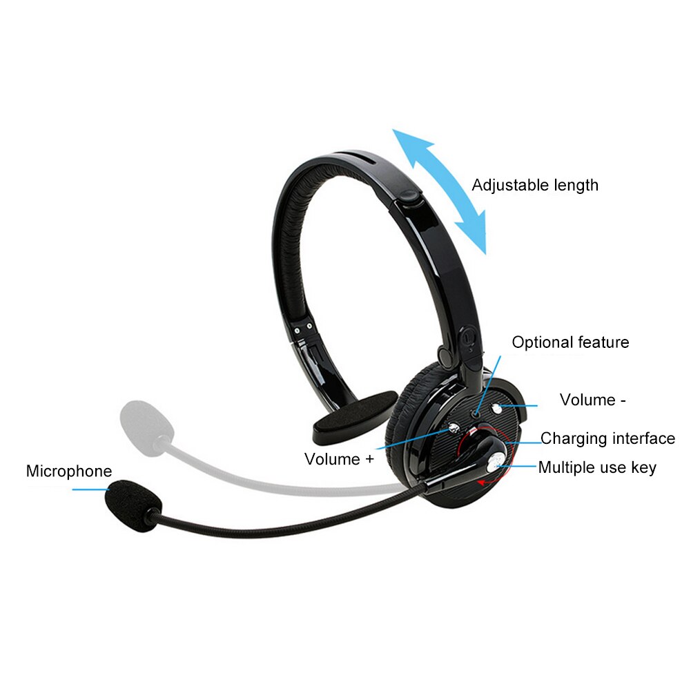 BH-M10B Portable Over-Ear Noise Canceling Wireless Bluetooth Headphones Handsfree Call Headset With Mic For Trucker Drivers