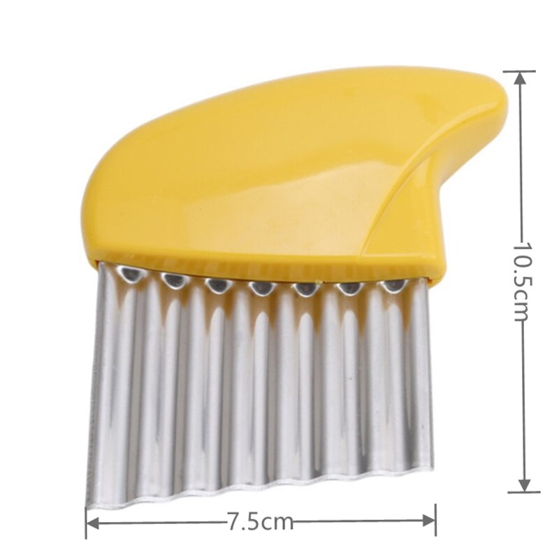 Stainless Steel Potato Chip Slicer Dough Vegetable Fruit Crinkle Wavy Slicer Knife Potato Cutter Chopper French Fry Maker: Yellow