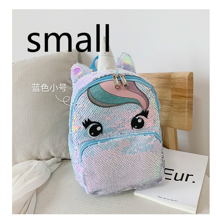 Unicornio lentejuelas niños Mochila de niños bolsas para la escuela Mochila para chicas adolescentes de dibujos animados lindo mochilas grandes Mochila: H