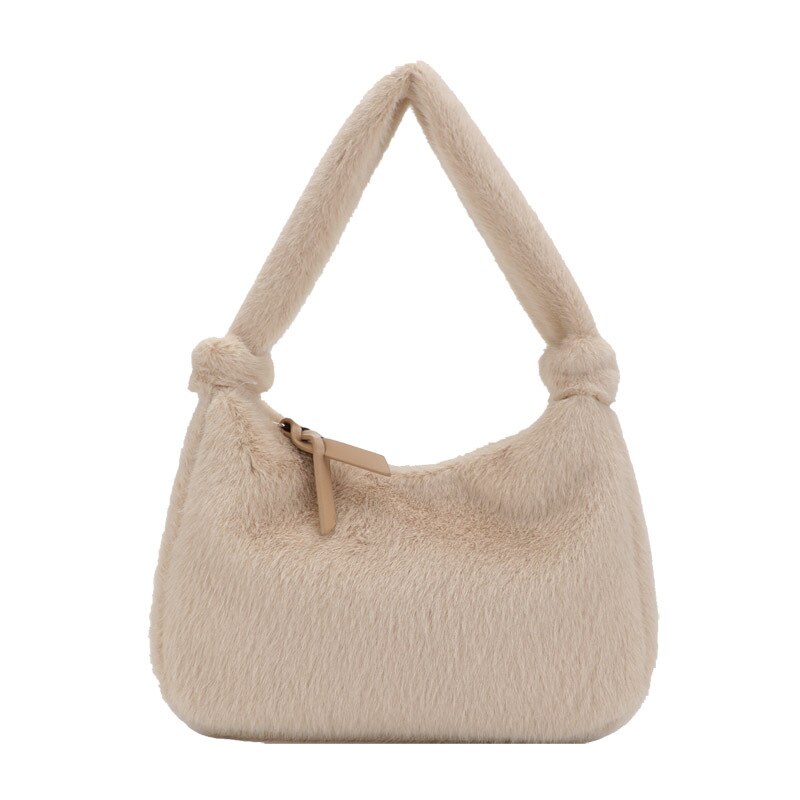 Retro Schoudertas Voor Vrouwen Trendy Winter Faux Fur Handtas Vrouwelijke Kleine Pluche Koppelingen Tassen Casual Vrouwen Hand Purse