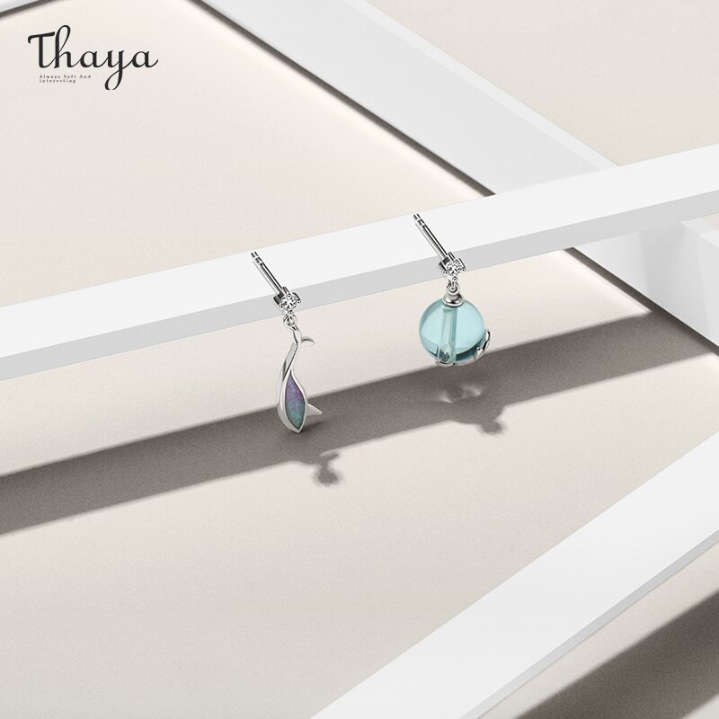 Thaya Silber Farbe Narwhal Stud Ohrringe Silber Platin Für Frauen Hochsommer Nacht Traum Feine Schmuck