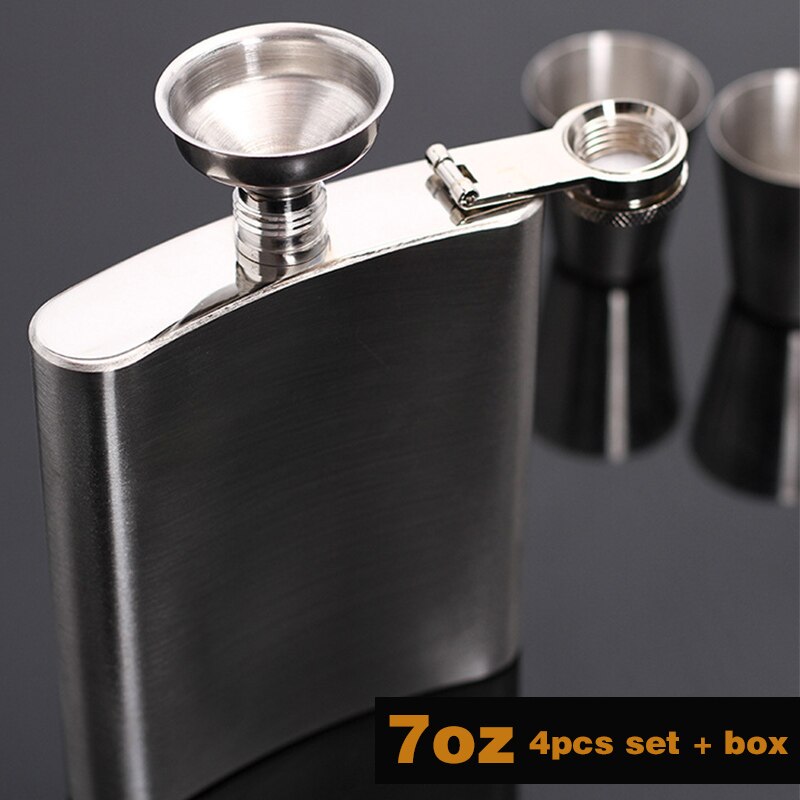7 Oz Rvs Heupfles Met Trechter Pocket Heupfles Alcohol Whiskey Heupfles Schroefdop Drinkware Wijn Cup