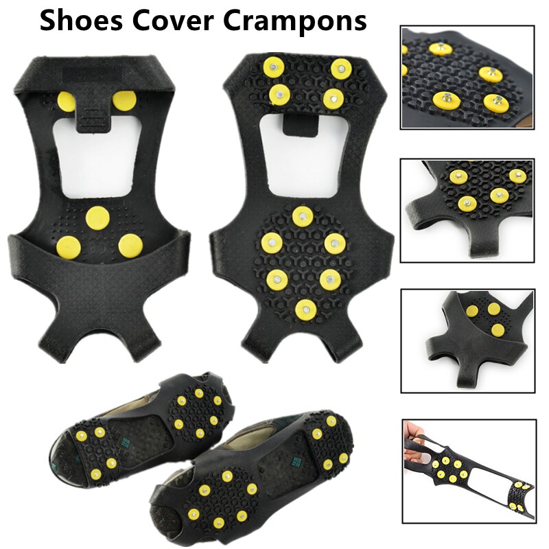 10 Studs Anti-Skid Snow Ice Climbing Shoe Spikes Ice Grippers Cleats Crampons Winter Climbing Anti Slip Shoes Cover